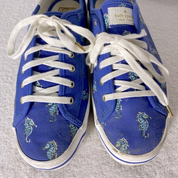 Keds For Kate Spade Blue Seahorse Lace Up Low Top Sneakers 10 - Picture 3 of 12